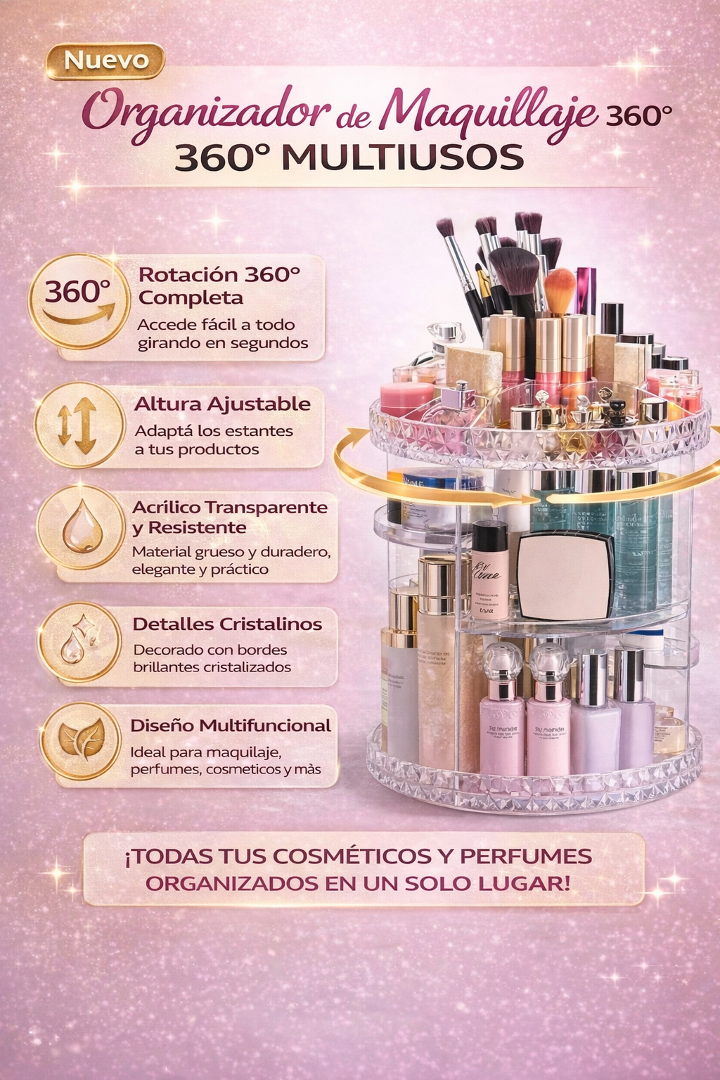 Organizador de Maquillaje 360° Multiusos