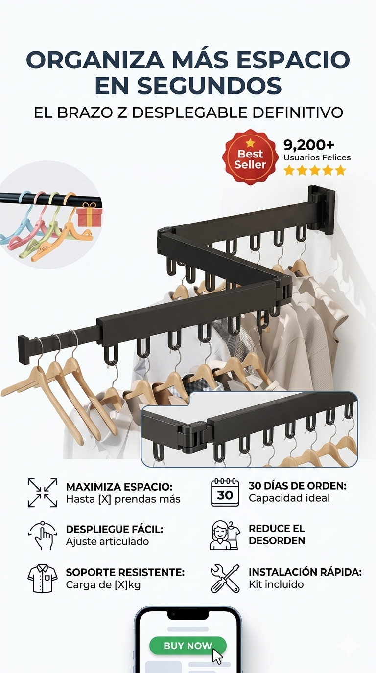 Organizador Pared Plegable | Expandible para Ropa