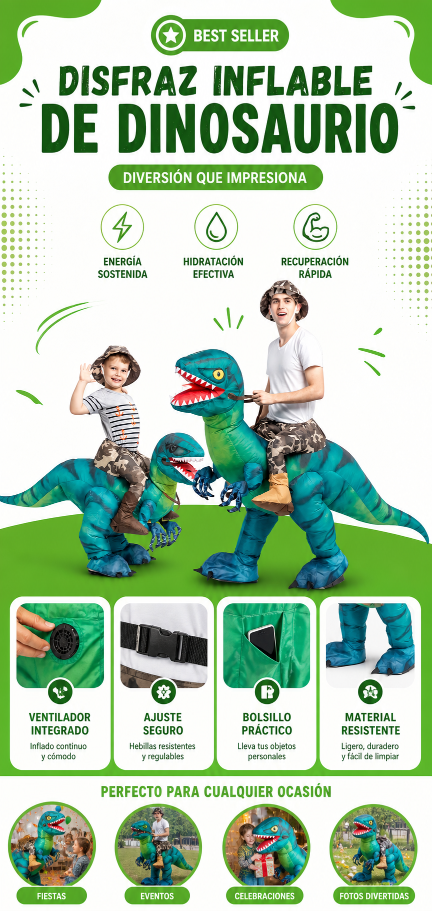Disfraz Inflable De Dinosaurio