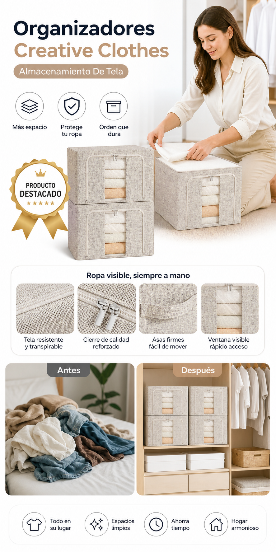 Organizadores Creative Clothes, Almacenamiento De Tela