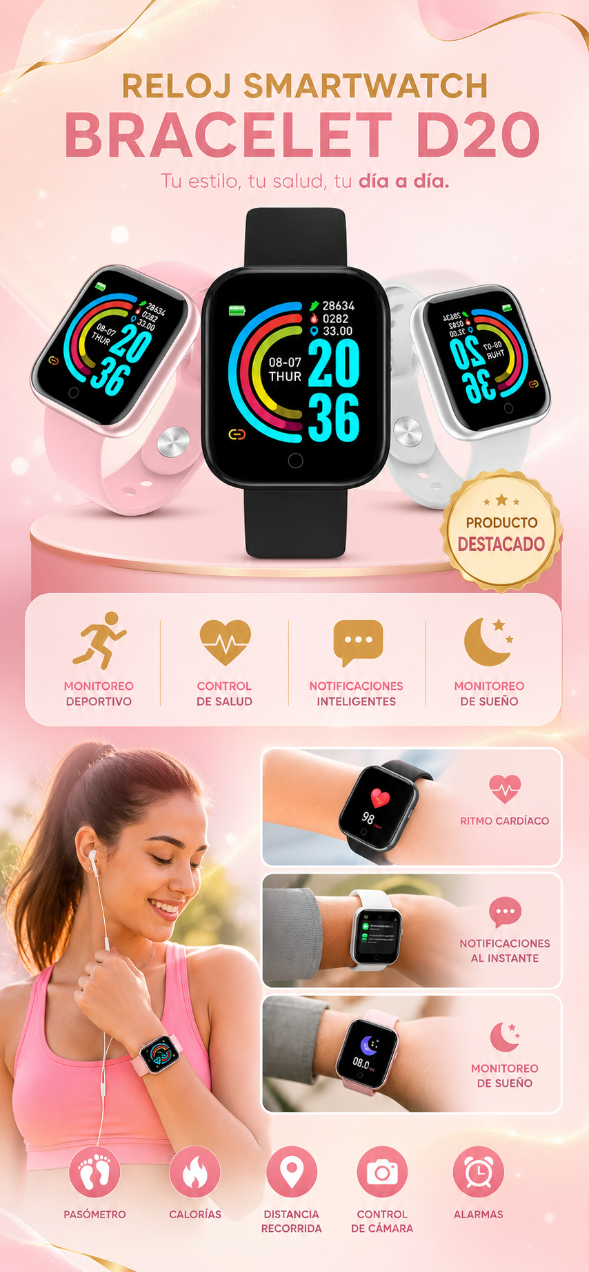 Reloj Smartwatch Bracelet D20
