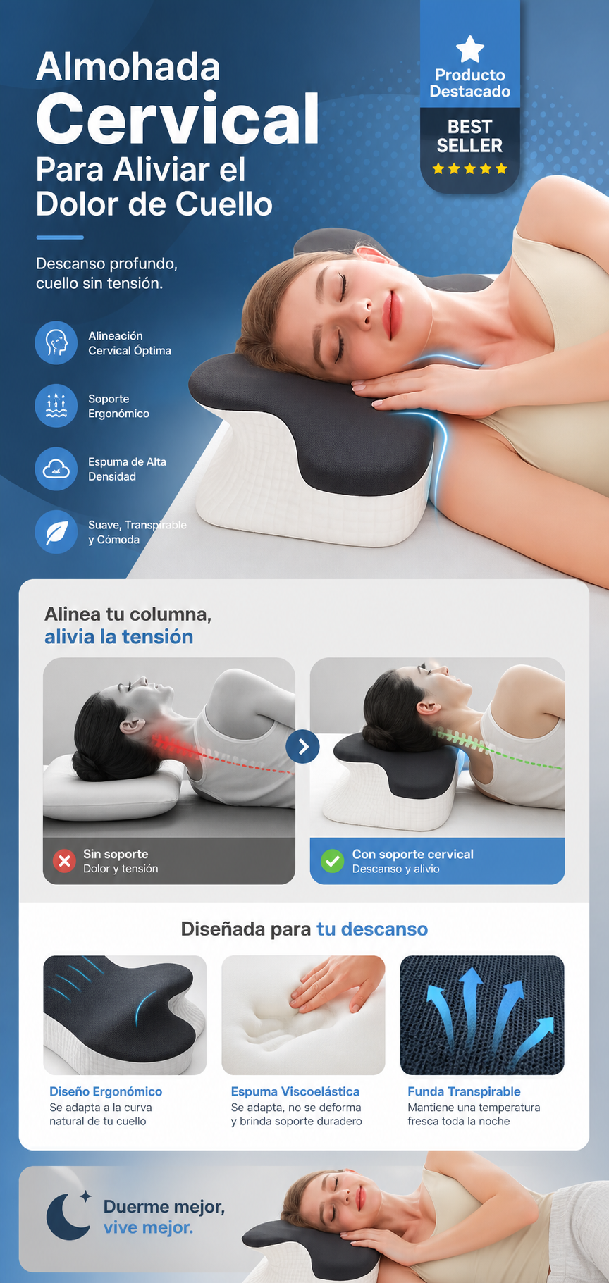 Almohada Cervical Para Aliviar El Dolor De Cuello