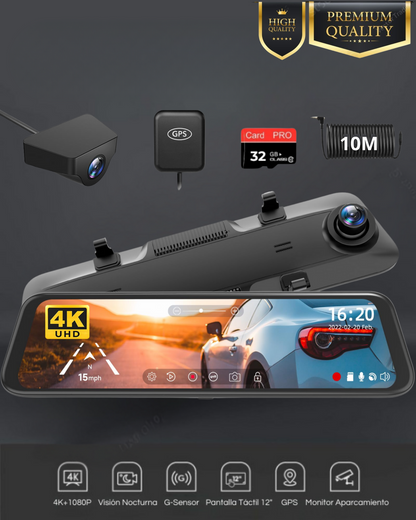 Espejo Retrovisor con Doble Cámara Full HD
