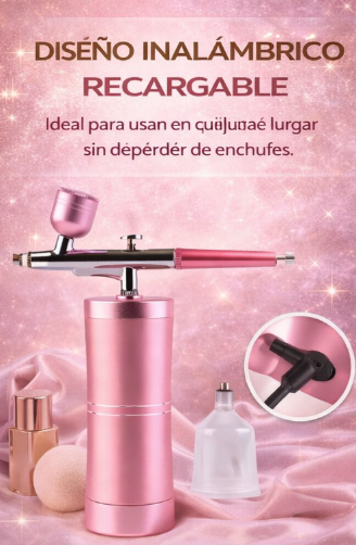 Aerógrafo Inalámbrico Profesional para Maquillaje – Acabado Perfecto Tipo Airbrush en Casa