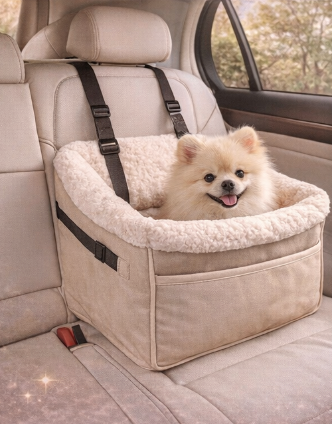 Silla para Coche para Mascotas – Asiento Seguro, Cómodo y Ajustable para Perros y Gatos