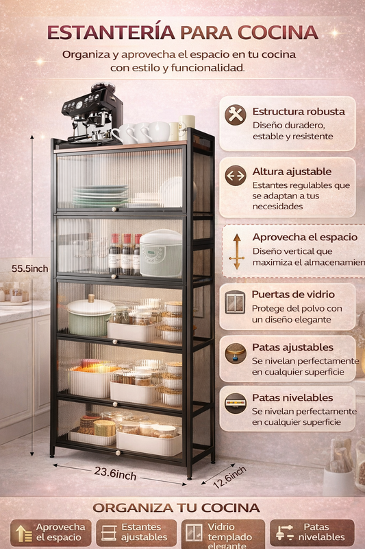Estantes  de 5 niveles para cocinas, armarios de almacenamiento de cocina