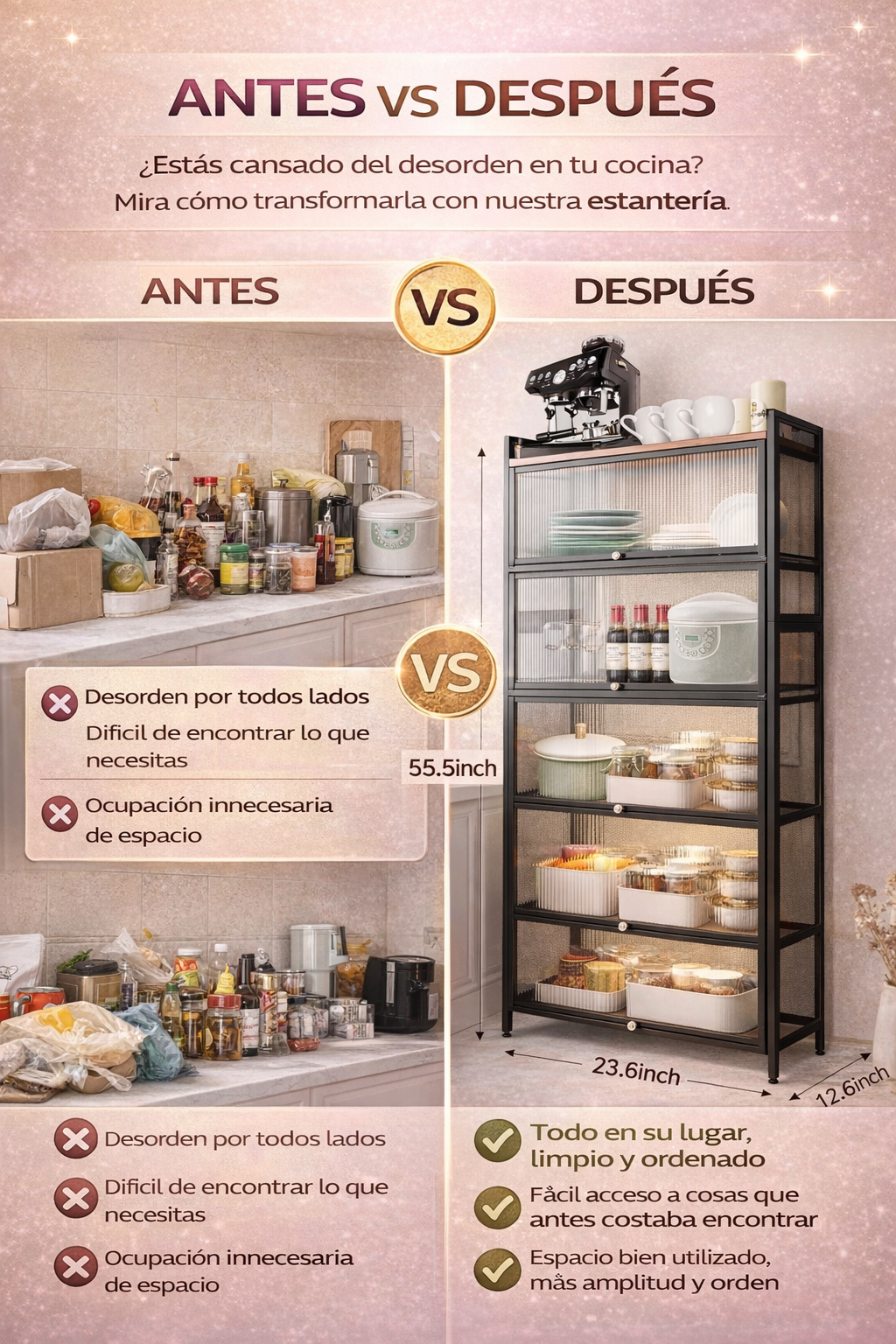 Estantes  de 5 niveles para cocinas, armarios de almacenamiento de cocina