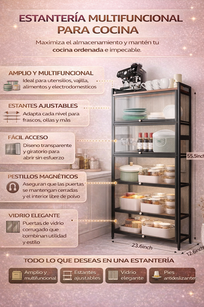 Estantes  de 5 niveles para cocinas, armarios de almacenamiento de cocina