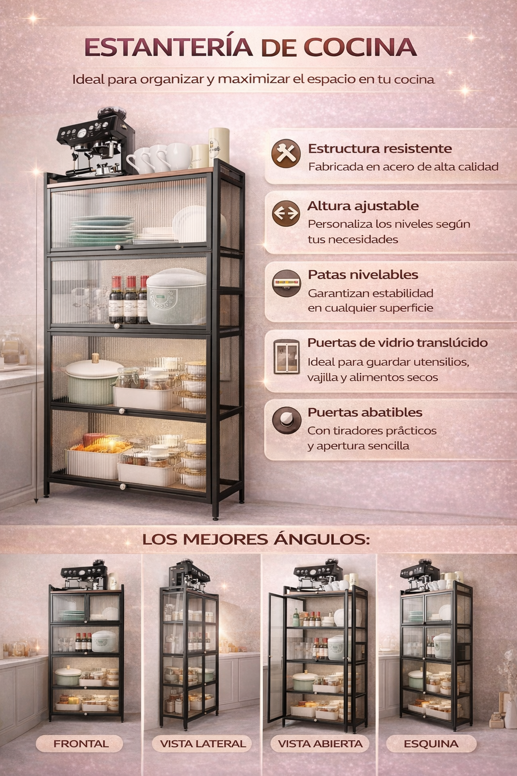 Estantes  de 5 niveles para cocinas, armarios de almacenamiento de cocina