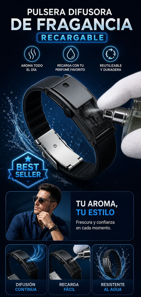 Pulsera difusora de fragancia y perfume recargable