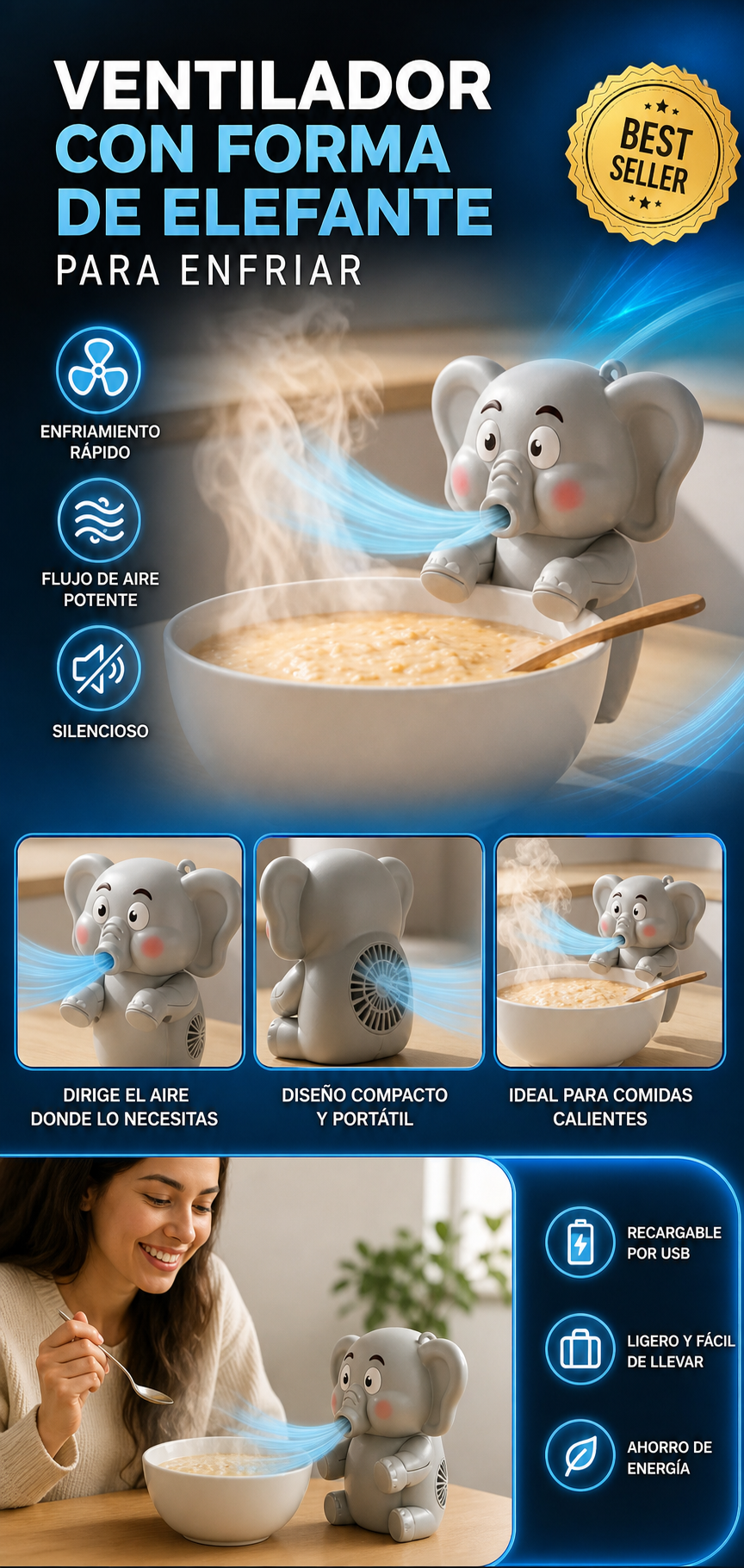 Ventilador Con Forma De Elefante Para Enfriar