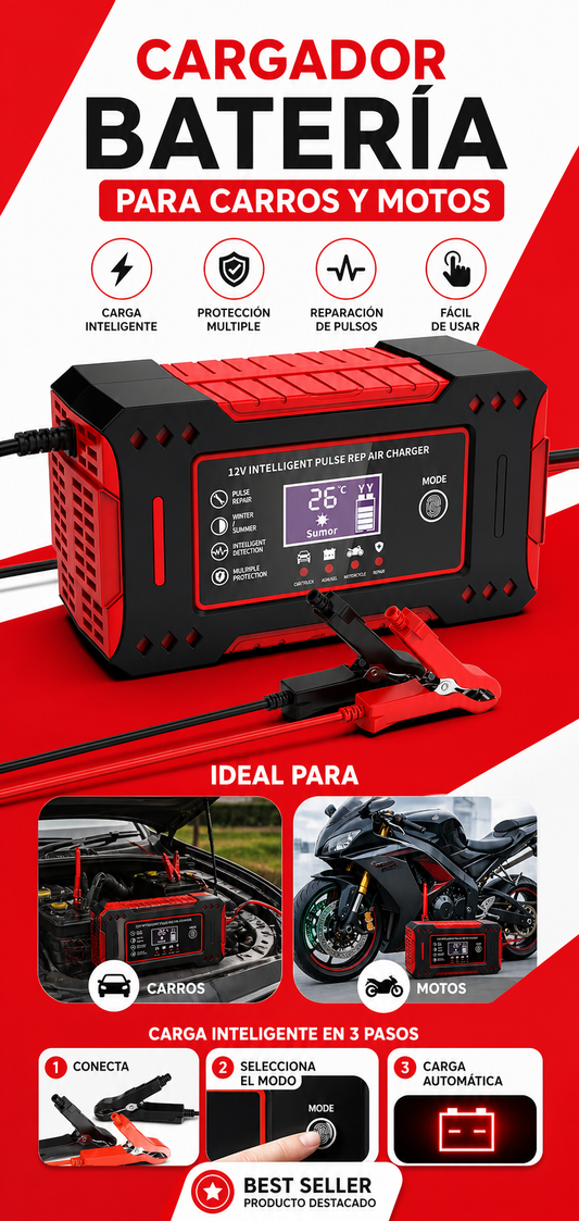 Cargador Batería Para Carros Y Motos