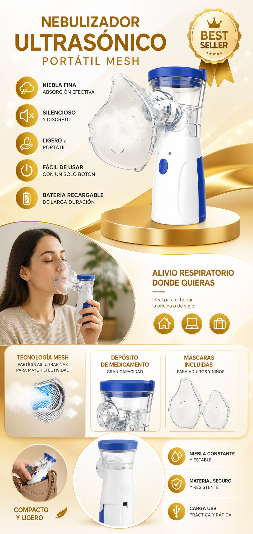 Nebulizador ultrasónico portátil Mesh Nebulizer