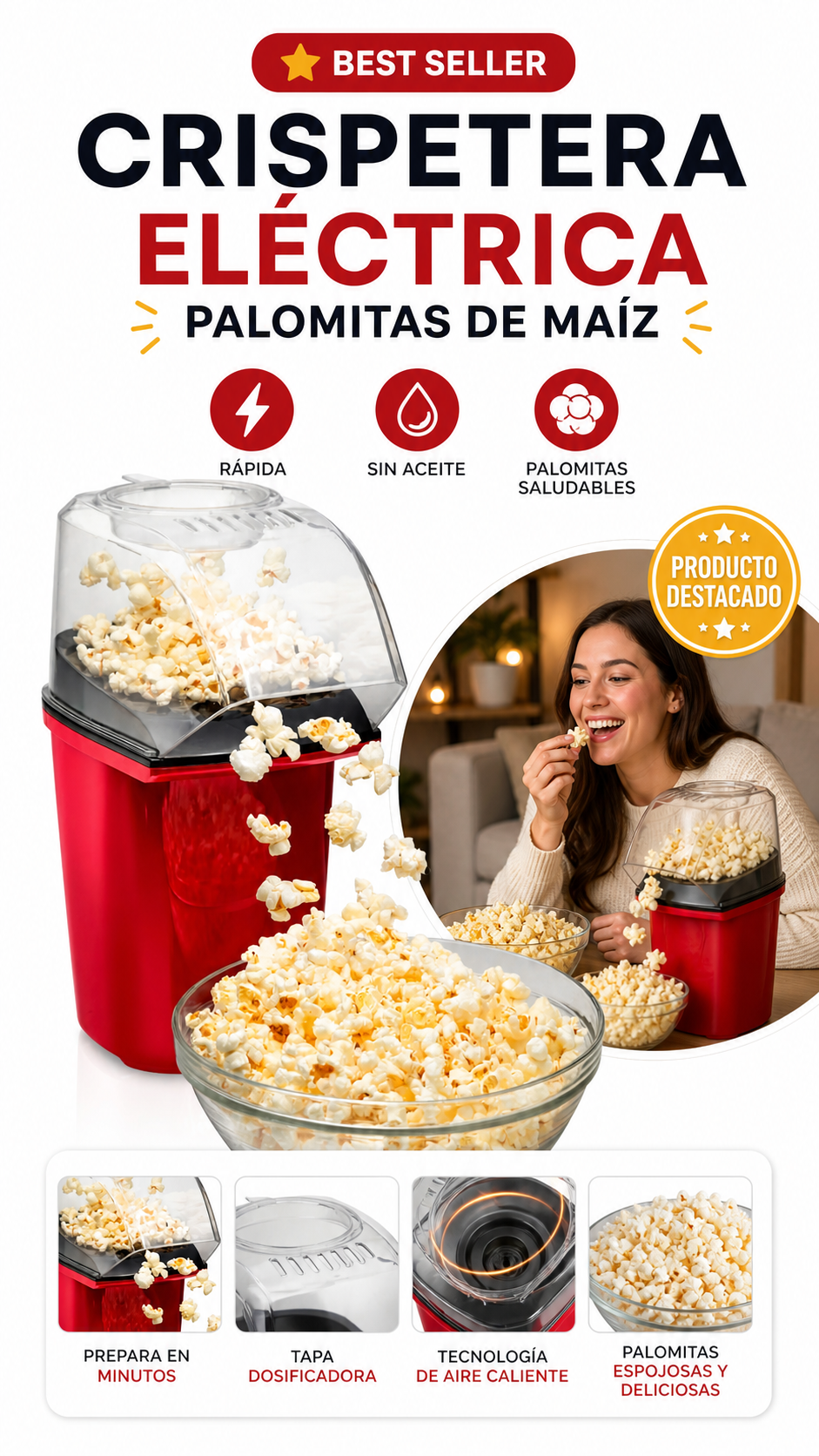 Crispetera Eléctrica Palomitas De Maíz
