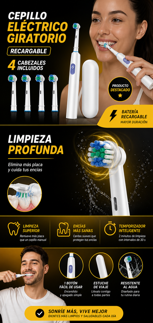 Cepillo De Dientes Eléctrico Giratorio Recargable