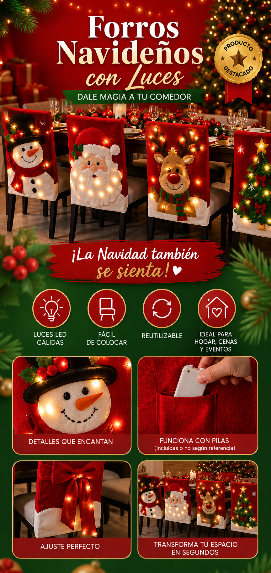Forros Navideños con Luces