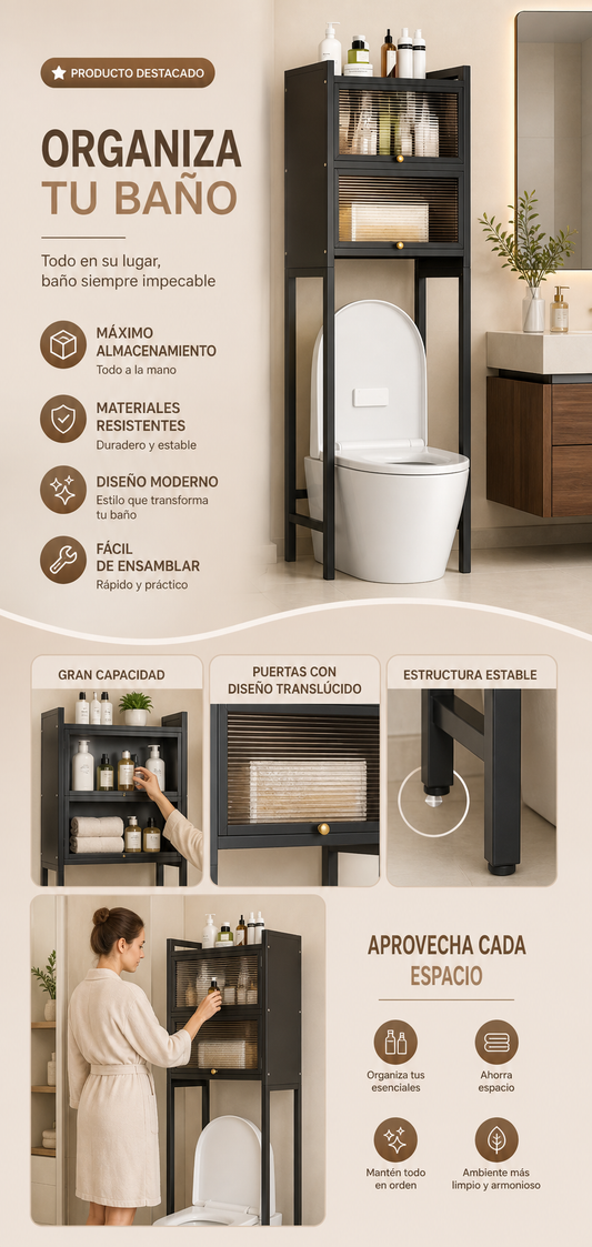 Organizador de baño metálico doble nivel