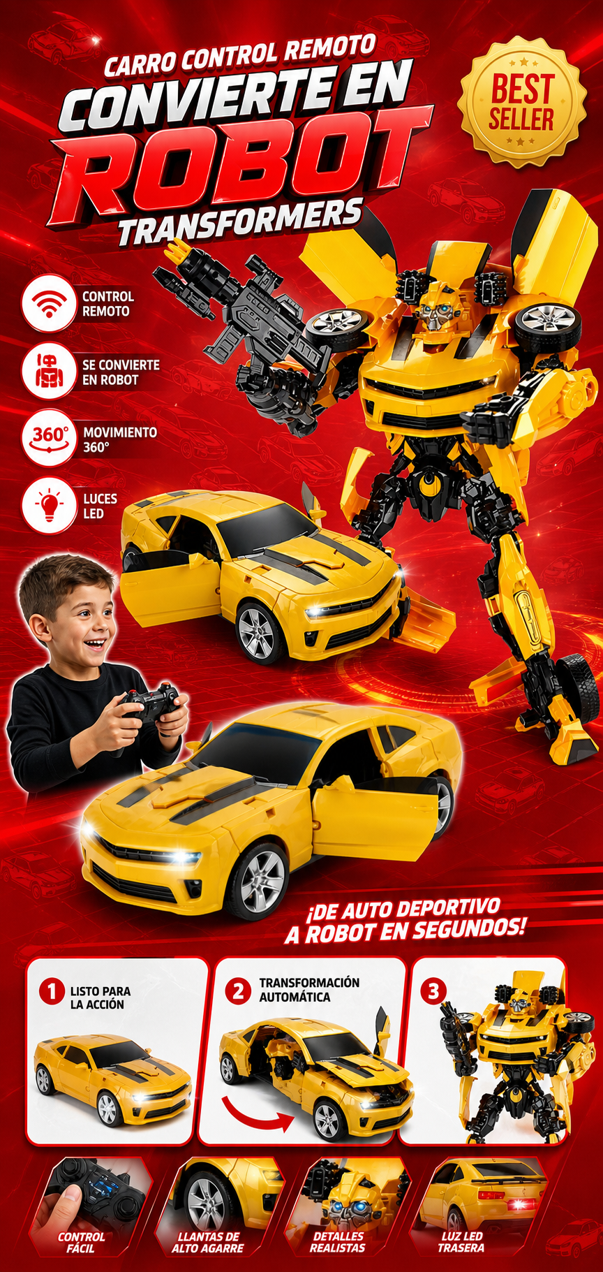 Carro Control Remoto Convierte En Robot Transformers