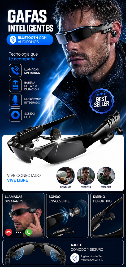 Gafas Inteligentes Bluetooth Con Audífonos
