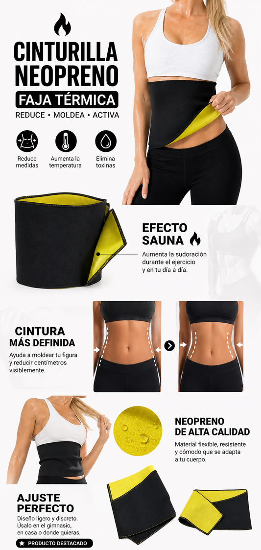 Cinturilla Neopreno reductor Grasa Faja Térmica