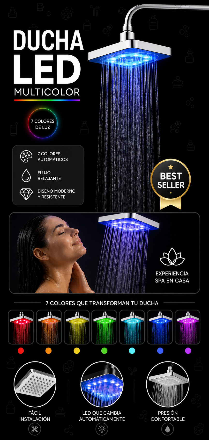 Ducha Navideña Led Multicolor