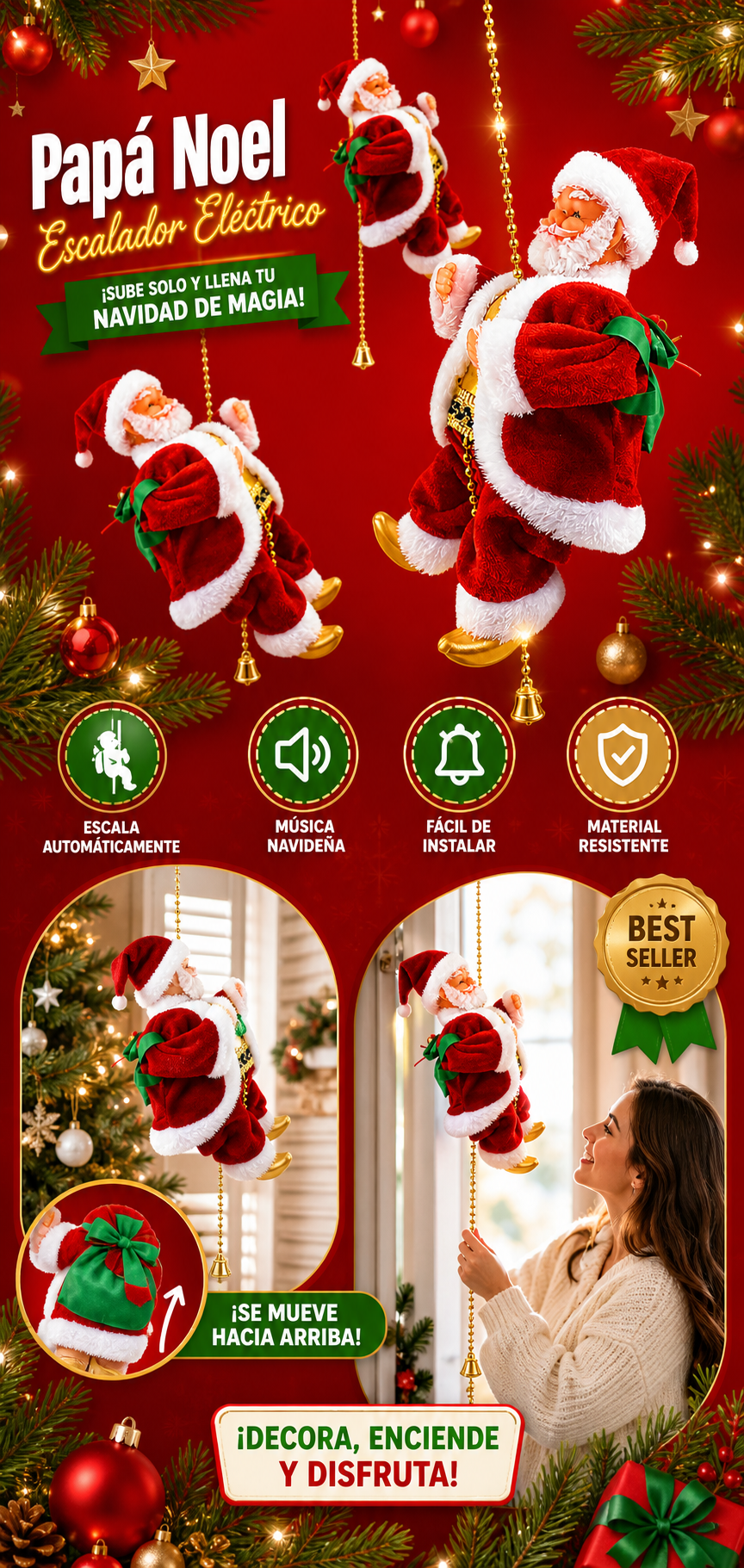 Papá Noel Escalador Eléctrico
