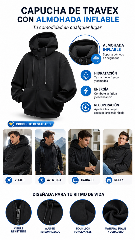 Capucha de Travex con almohada inflable
