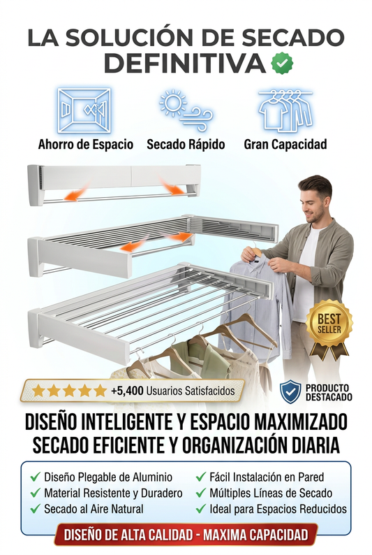 Colgador Pared Extensible Plegable | Ahorra Espacio al 100%
