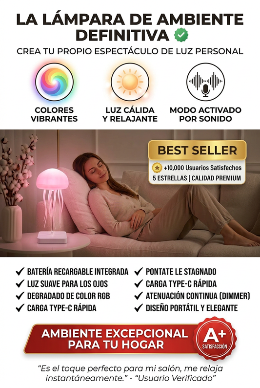 Lámpara Medusa con Movimiento Simulado y Efecto de Luz Relajante
