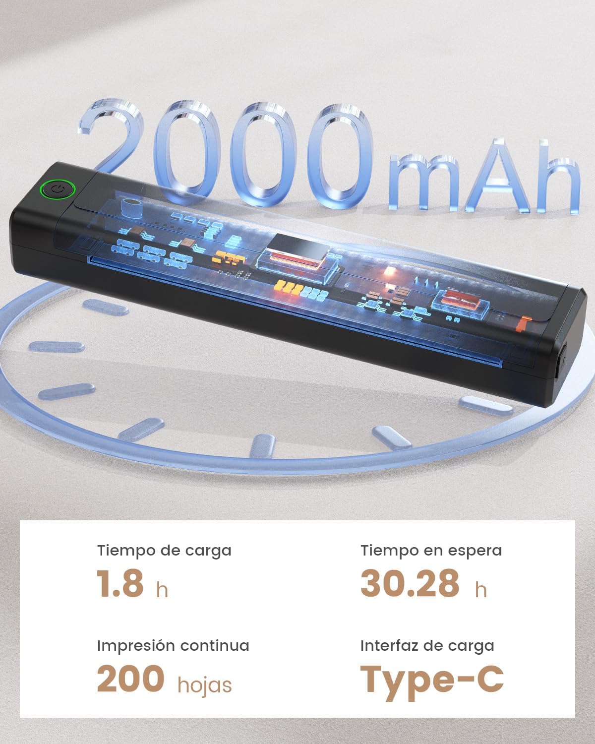Impresora Térmica Portátil sin Tinta, con Conectividad Inalámbrica