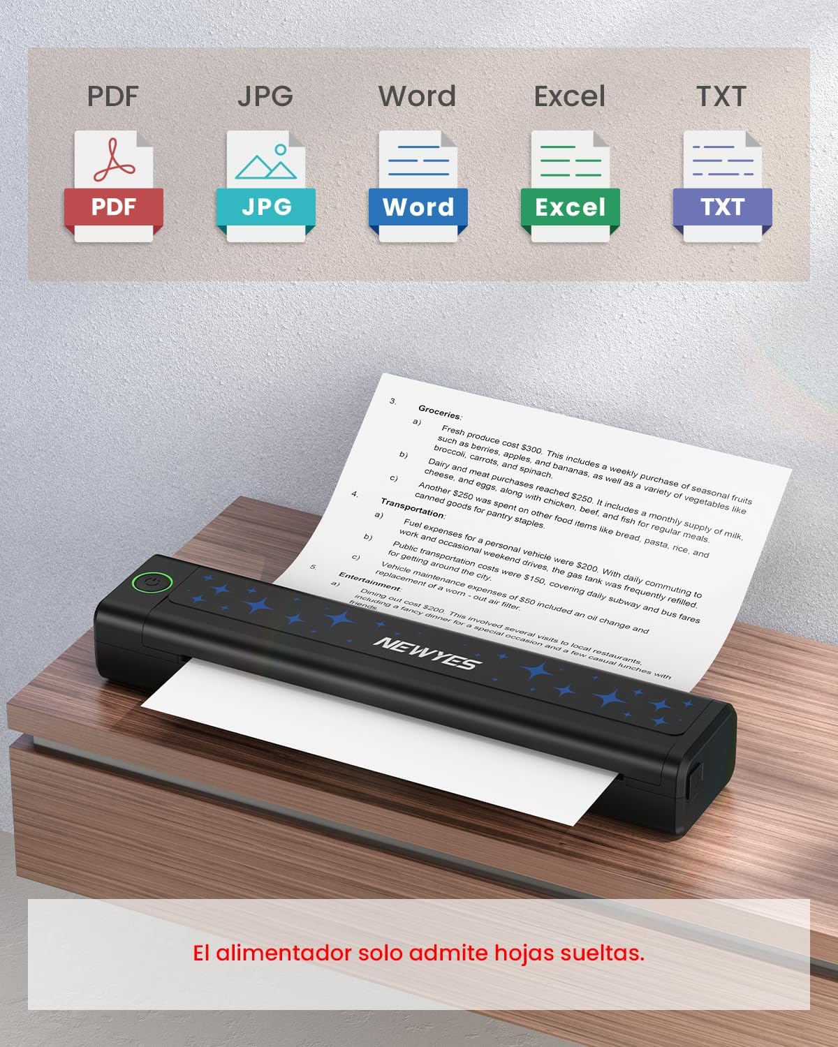 Impresora Térmica Portátil sin Tinta, con Conectividad Inalámbrica
