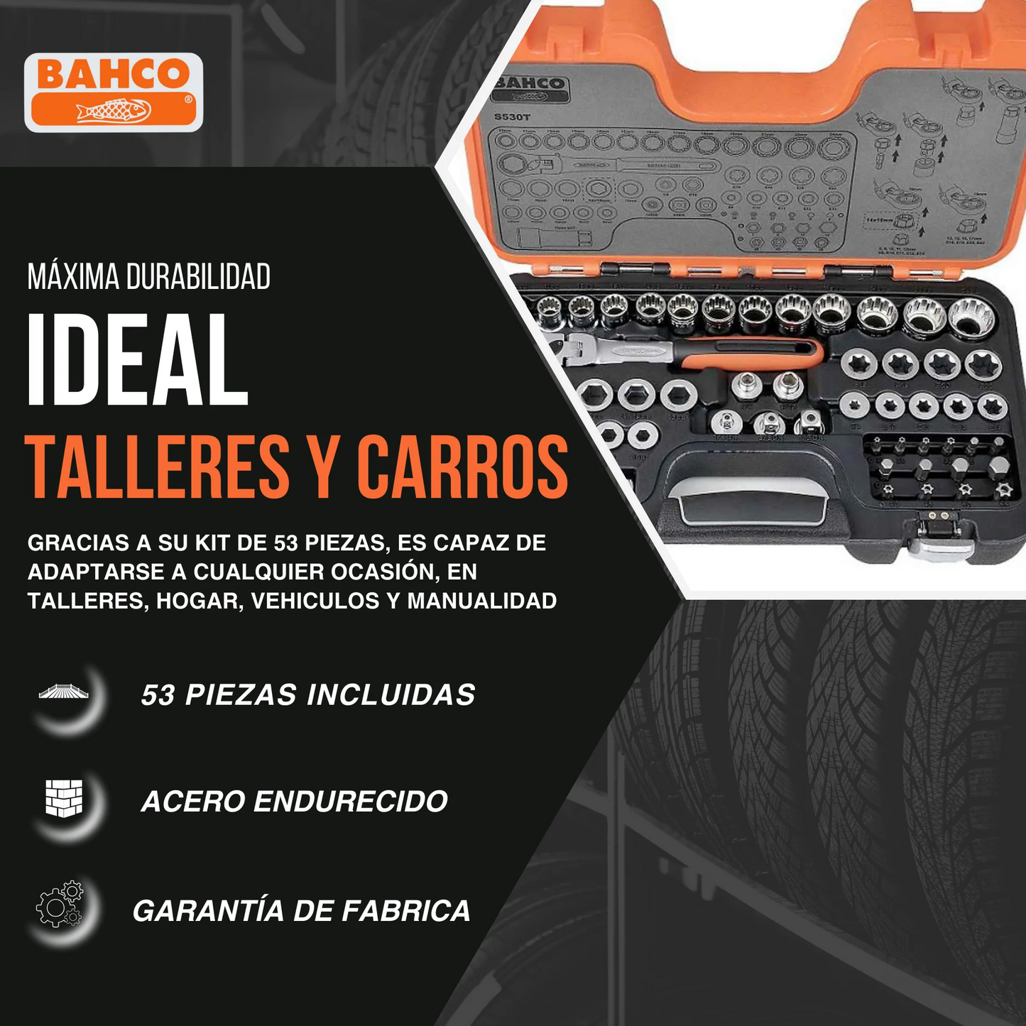 🔧 Bahco S530T – Juego de Llaves de Vaso Pass Through (53 piezas)