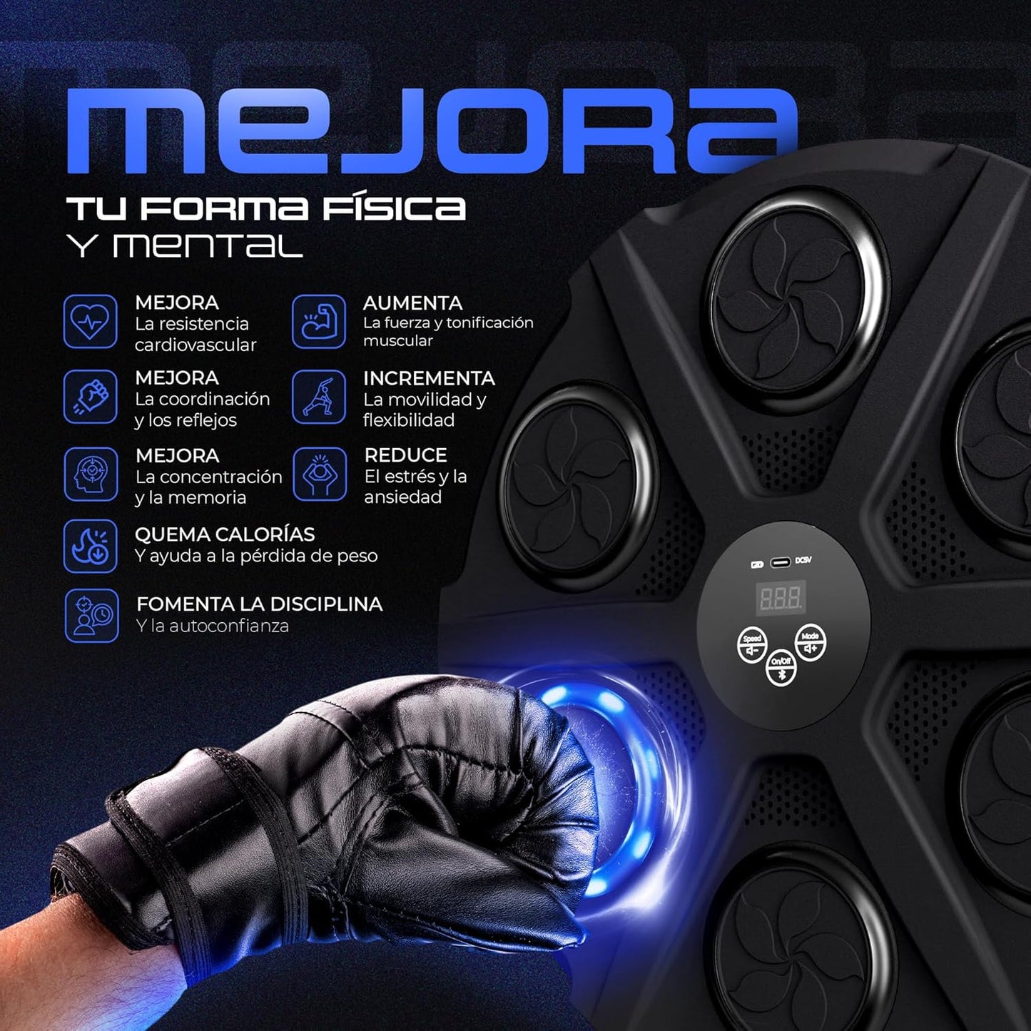 Máquina de Boxeo Bluetooth Musical + Guantes Regalo | Adultos y niños