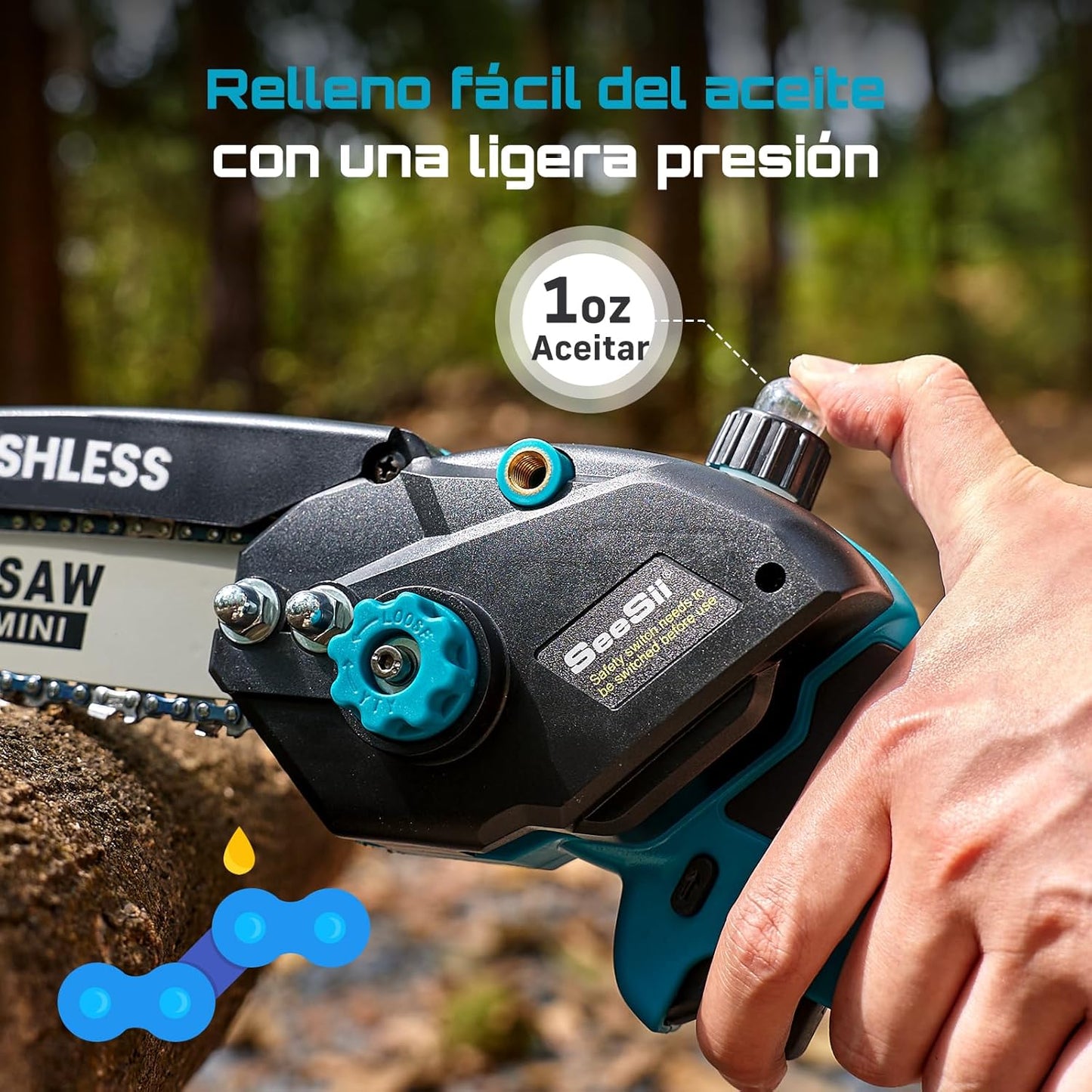 Mini motosierra inalámbrica BufaloPower™ Portátil para trabajos de jardinería y bricolaje